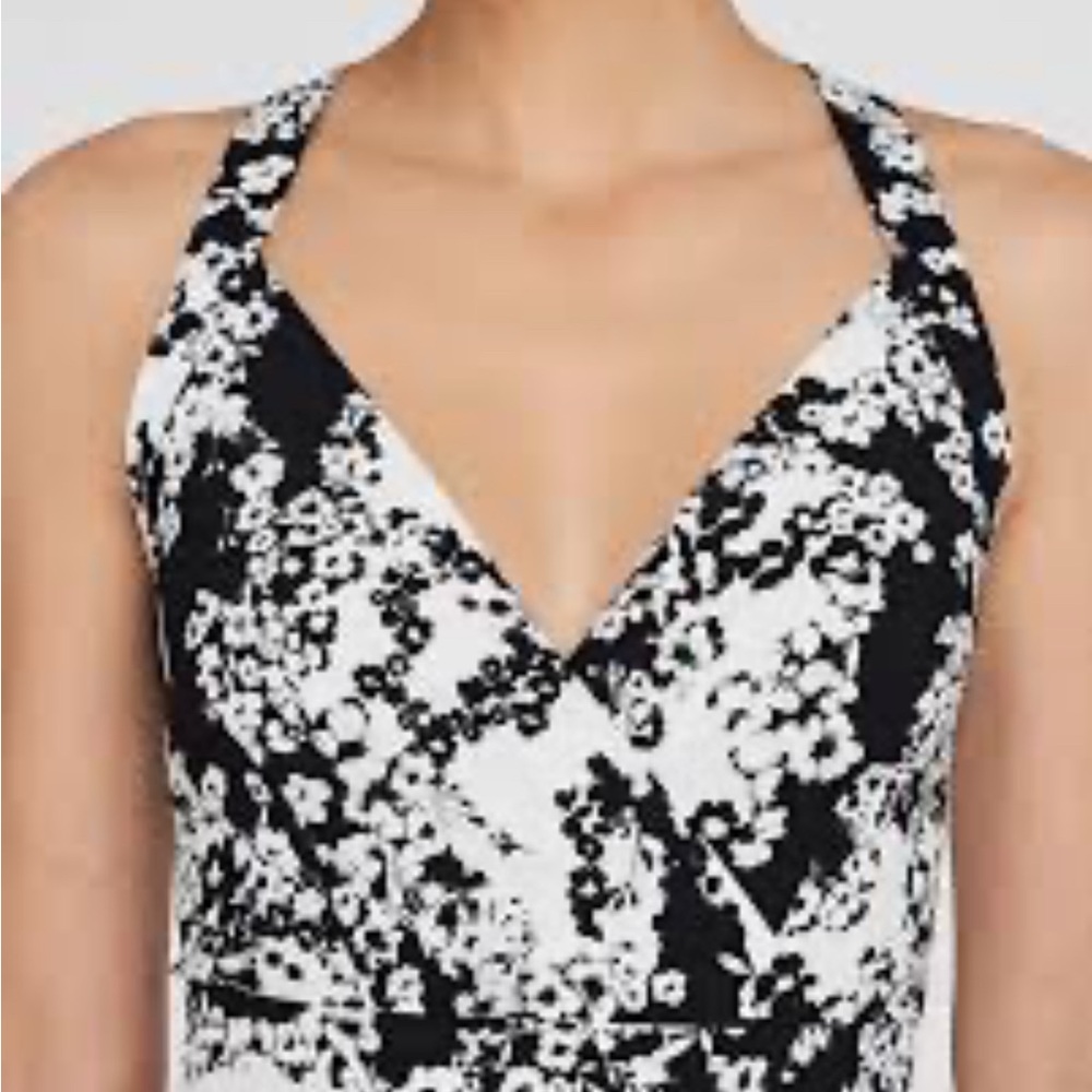NWT Club Monaco Black and White Floral Crisscross Strap Top 6
